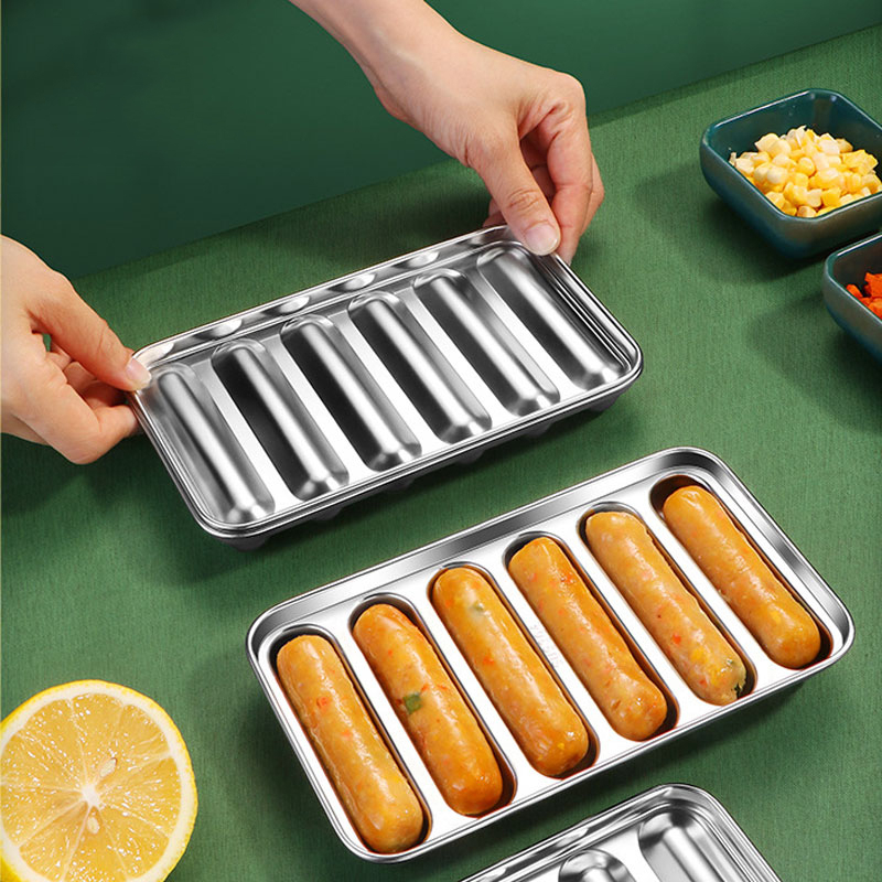 Cetakan Sosis Mold Bahan Stainless Steel / Hot Dog 6 Sekat Handmade