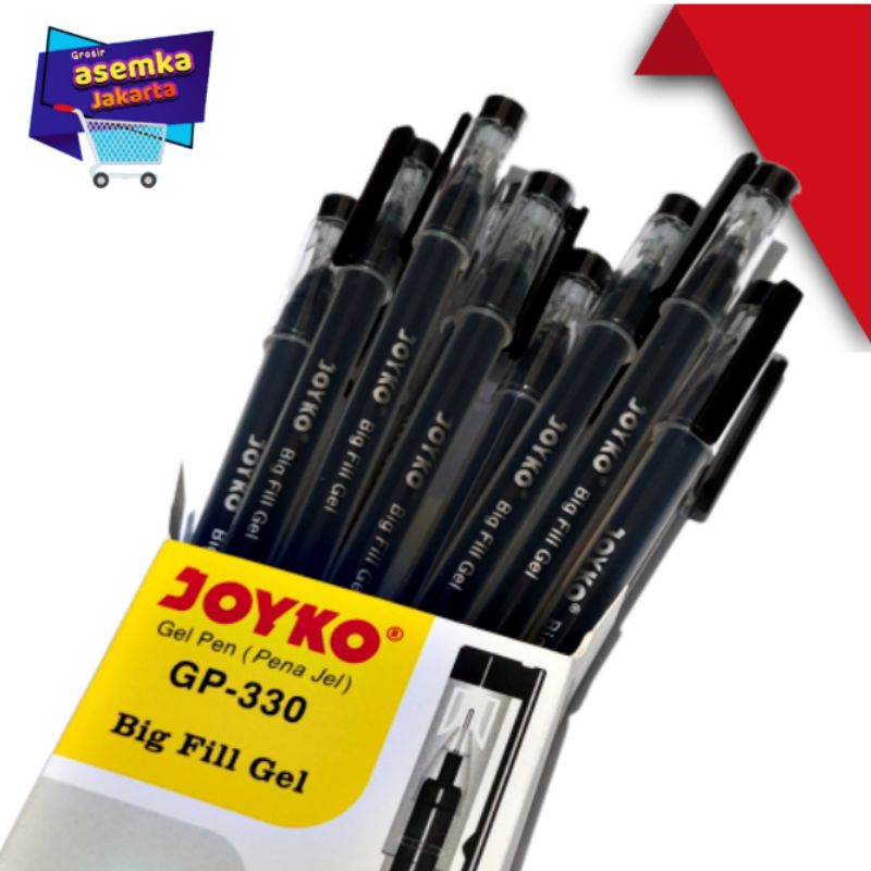 Bolpen Pulpen Pen Gel Joyko GP-330 Big Fill Gel isi 12pcs