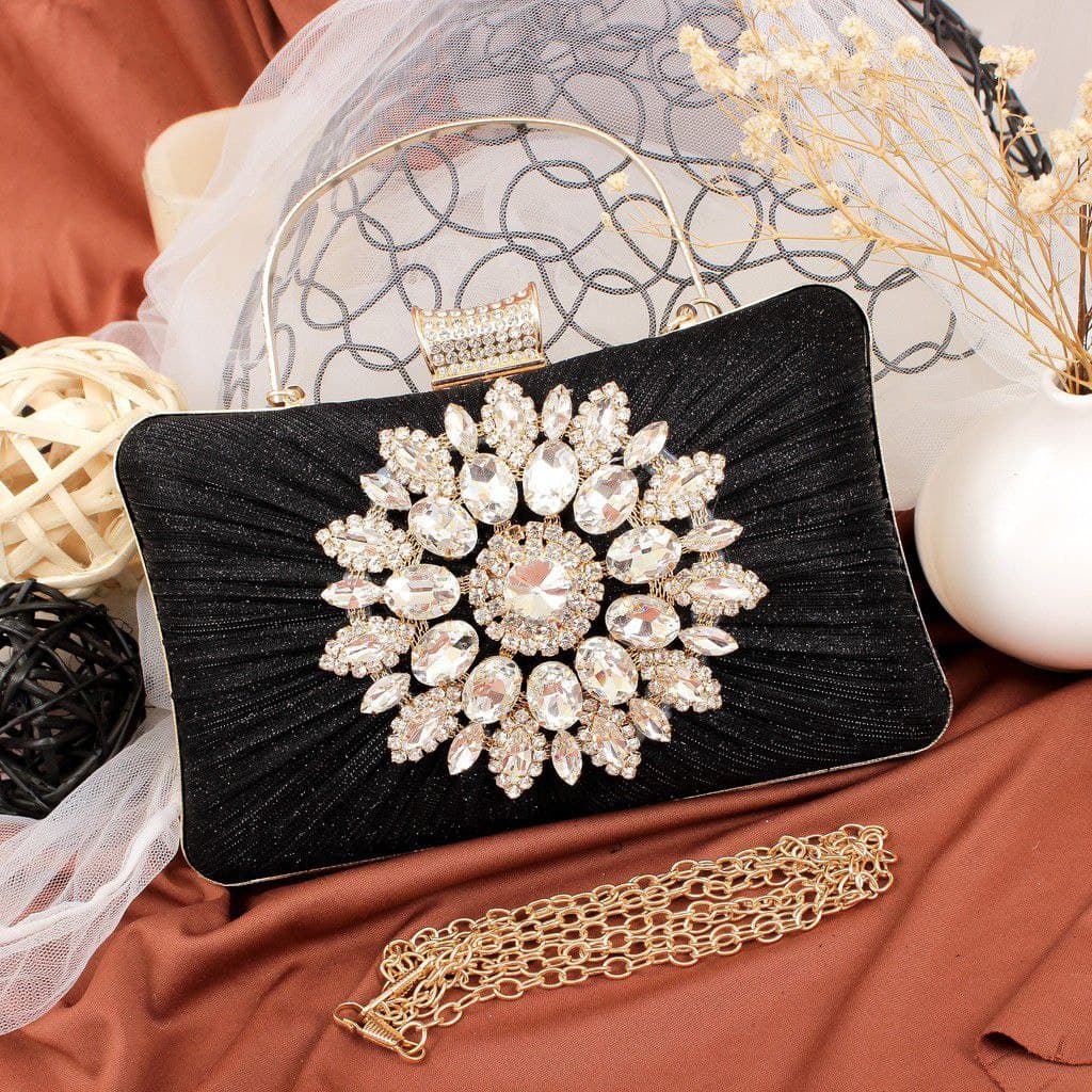 TAS IMPORT CLUTCH WANITA KONDANGAN BUNGA BESAR 20101-2