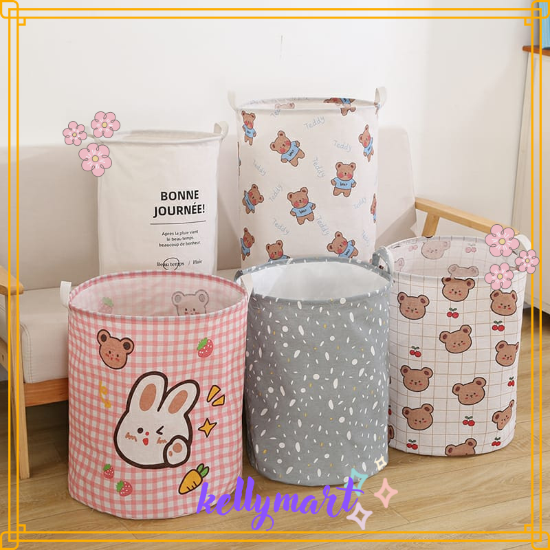 Keranjang Baju Cucian Pakaian Kotor Laundry Basket Keranjang Bulat / Keranjang Baju Cucian Kotor Laundry Basket Motif Karakter Laundry Bag 35x45 Cm