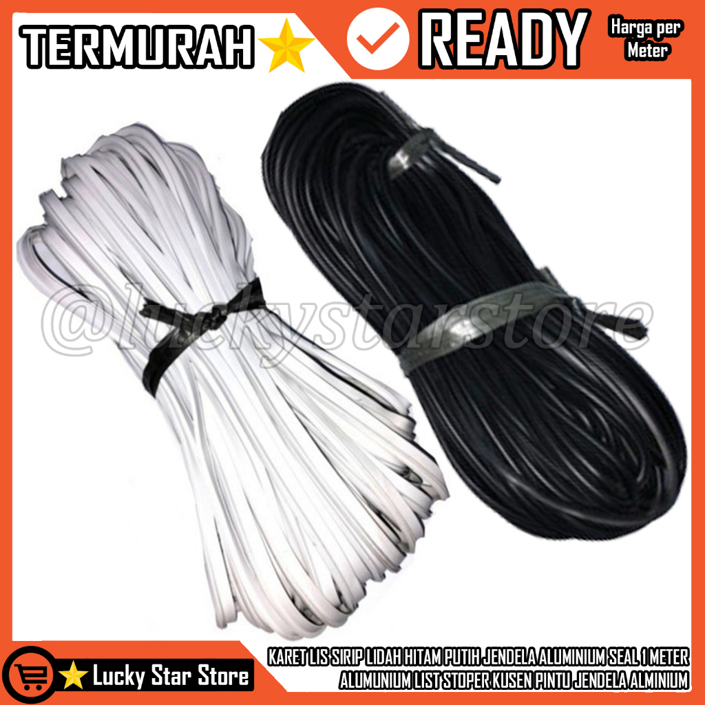 Karet Sirip 726 Hitam Putih Kusen Kaca Jendela Per 1 Meter Lidah Sirif Aluminium Seal 1 Meter Alumun