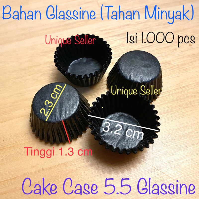 [1000 pcs] Cake Case 5.5 Diameter Alas 2.3 cm GLASSINE Hitam / Alas Kertas Nastar Coklat Kue Kering / Paper Cup Cake Case 5.5” Hitam / Paper Cup Case Kue 5.5 / Kertas Cup Cake Hitam / Cupcake Case Glassine Hitam 55 mm