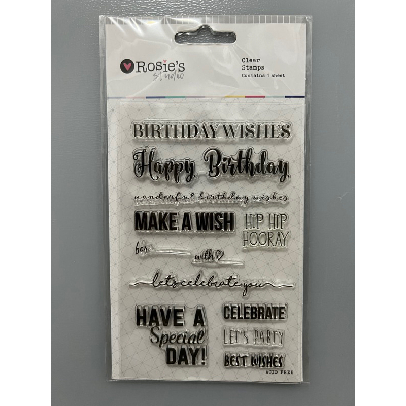 

[Preloved] Rosie’s Studio - Clear Transparent Silicone Stamps - Happy Birthday