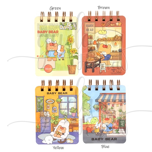 Notebook SPpiral Mini Baby Bear Bakery Buku Catatan Mini Motif Beruang GH 308751