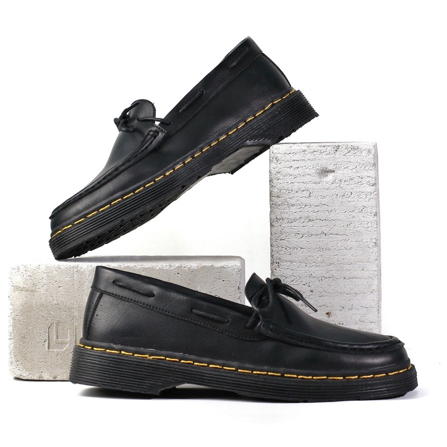 KING BLACK - Sepatu Loafers Pria Docmart Kulit Casual Formal Kerja kuliah Dokmart Dokmar Loafer Original