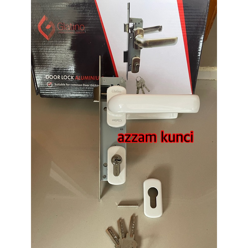 Kunci Pintu Alumunium 8530 Set/ kunci handle pintu pisah pintu alumunium 8530 putih brown Stainless set/ Handle Pintu Pisah/ Roses 30 mm Stainless Sus 304 Kunci hotel set,handle pintu alumiunium set,kunci pintu alumunium dan pintu kayu KUNCI PINTU PISAH