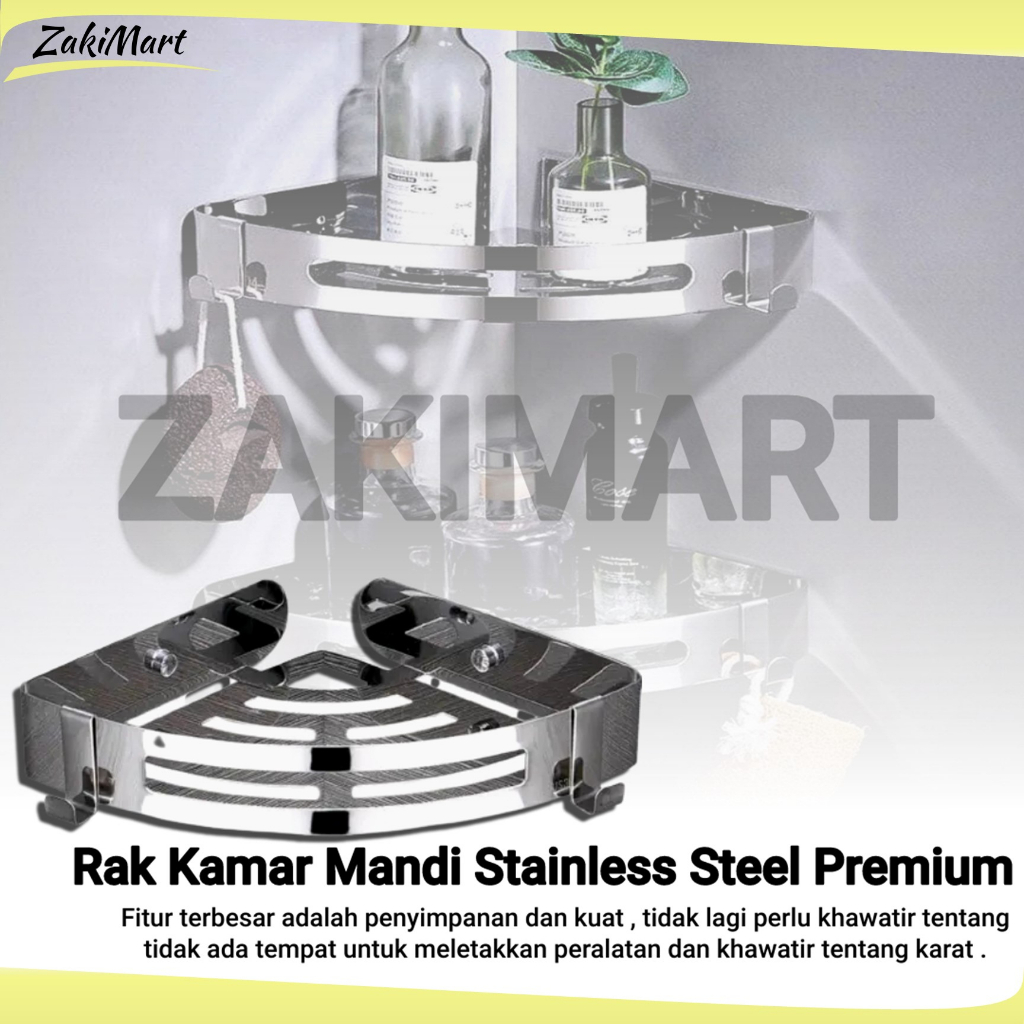 Rak Kamar Mandi - Rak Sudut Kamar Mandi - Rak Dinding Kamar Mandi - Rak Kamar Mandi Stainless Steel 