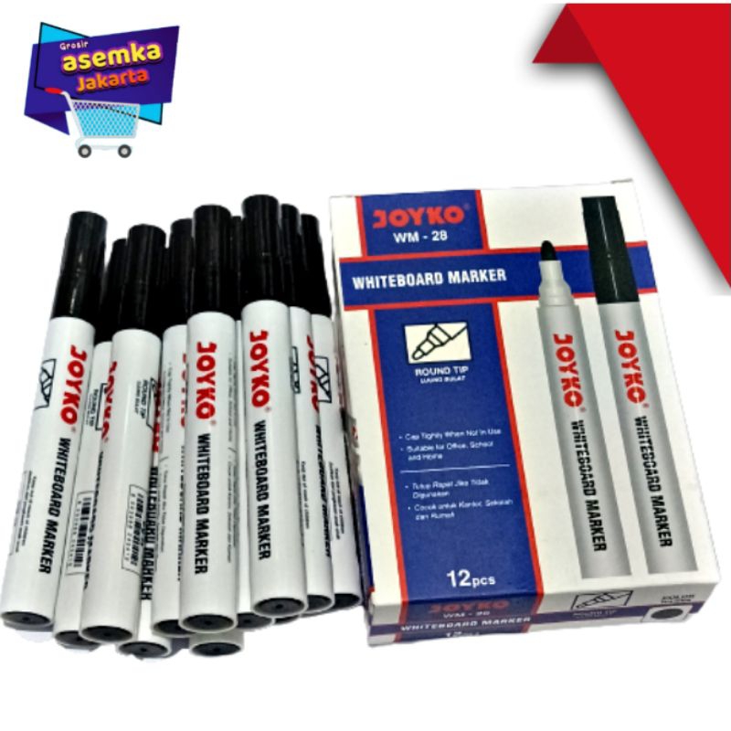 Spidol Joyko Whiteboard Marker Spidol Papan Tulis 12pcs