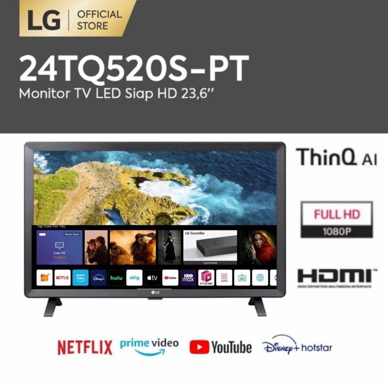 TV LED LG 24" Inch 24TQ520S PT SMART TV YOUTUBE NETFLIX DIGITAL TERBARU PROMO MURAH