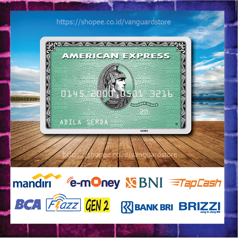 KARTU E MONEY E TOLL KARTU AMERICA EXPRESS GREN 1 DEBIT CREDIT EMONEY MANDIRI FLAZZ BCA BNI TAPCASH BRIZZI BRI - 1 SISI