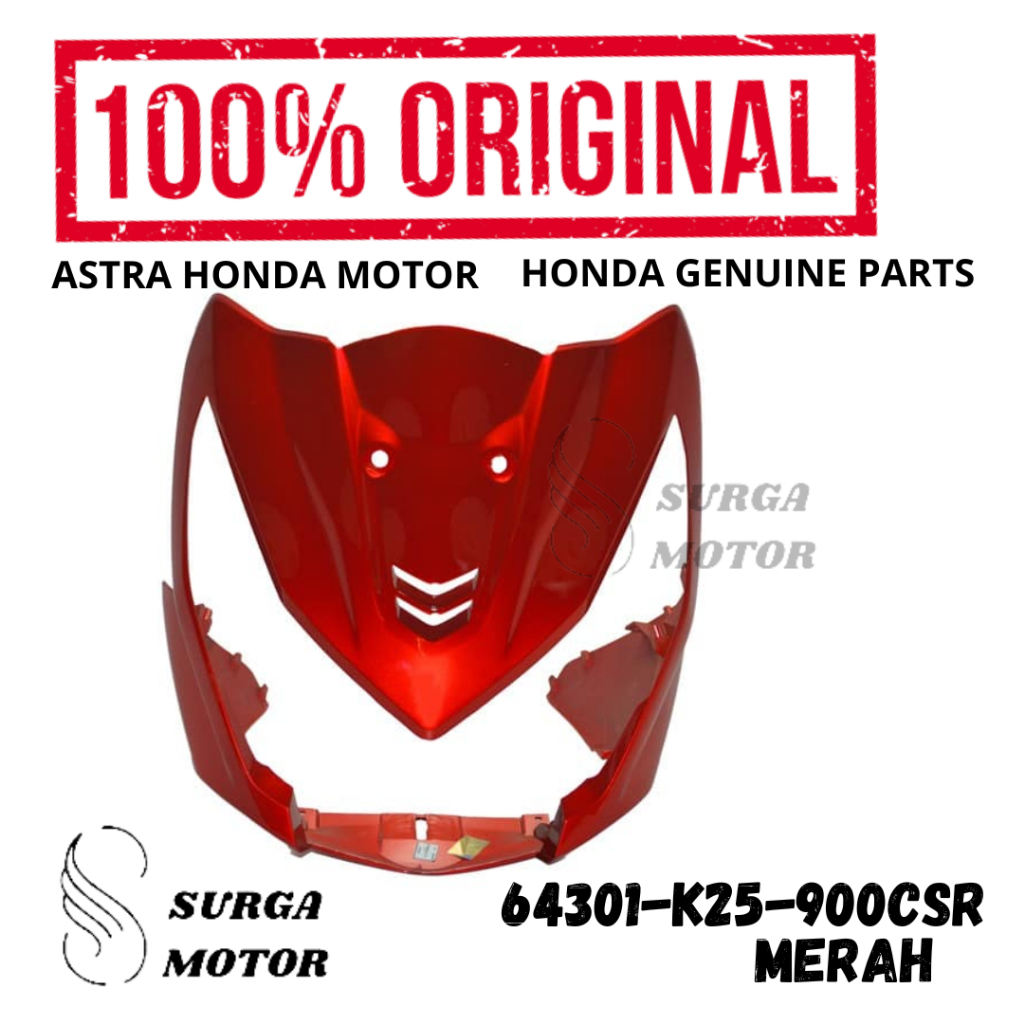Cover Body Panel Tameng Lampu Depan Merah BeAT FI K25 CBS Original AHM 64301-K25-900CSR 2012 2014 Pe