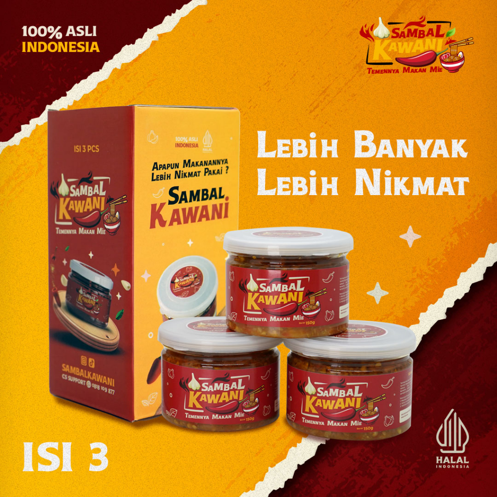 

Sambal Kawani Special Edition (isi 3) Sambal Bawang Pedas Gurih Nampol khas Sambel Rumahan