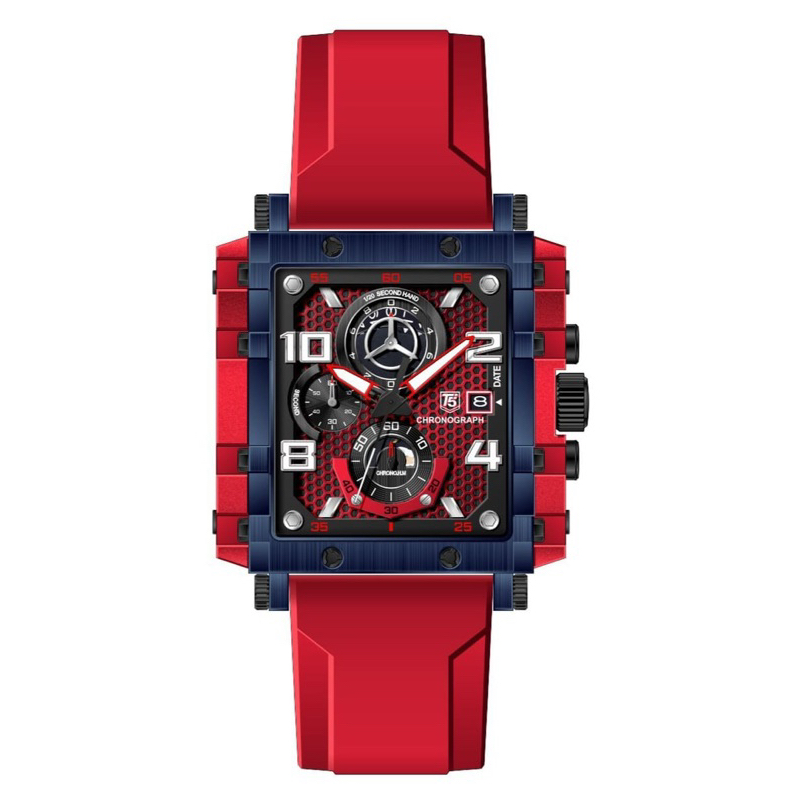 NEW ARRIVAL T5 Watch H 3886G Original Chronograph Square Case Convex Mineral Glass Silicone Rubber S