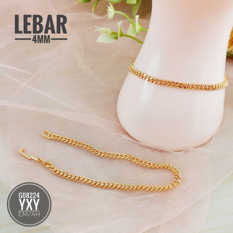 Gelang yaxiya rantai gold (Lebar 4mm) G08224