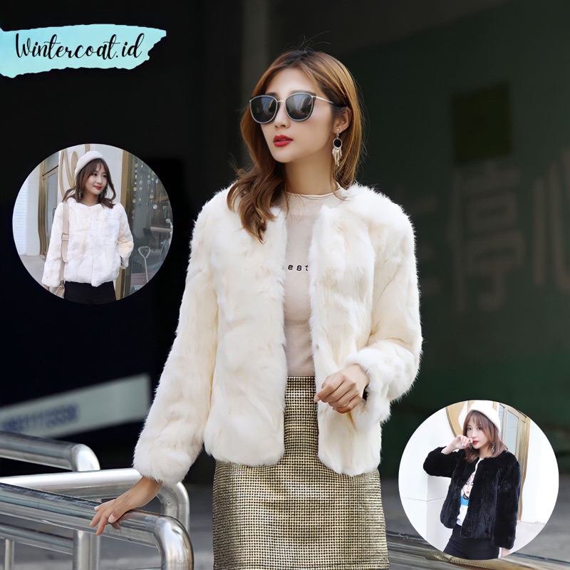 Fur coat monica mantel bulu winter wanita jacket musim dingin jaket hangat import elegant anggun fashionable korean style