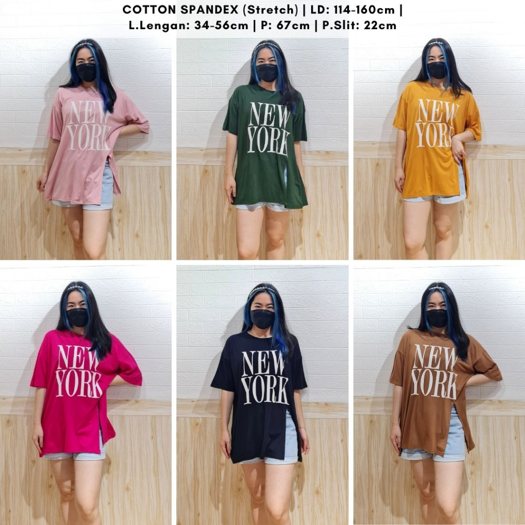 4735 kaos newyorke slit oversize t-shirt kaos spandex