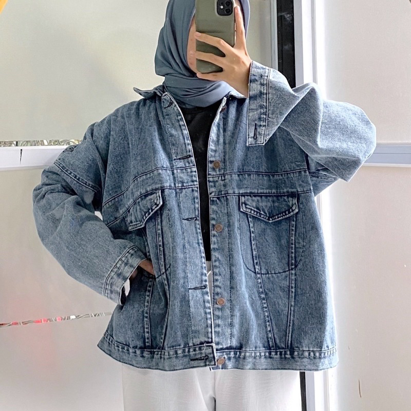 Vintage Baggy Jaket Jeans oversize wanita