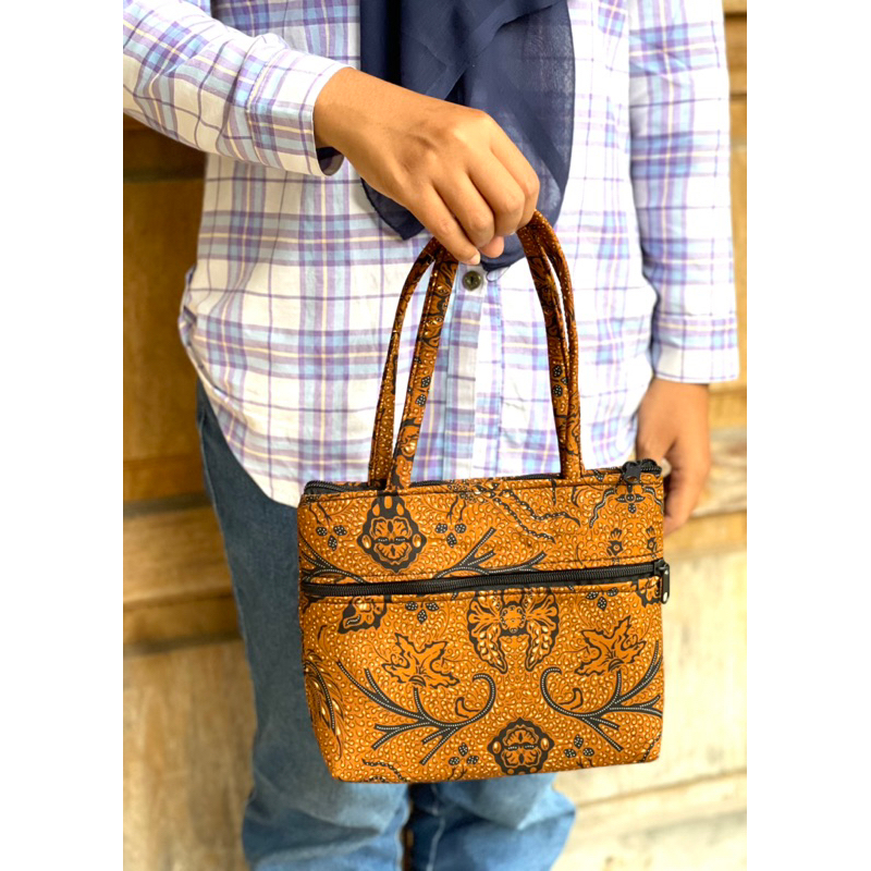 Tas tenteng batik rit depan (motif di kirim random/acak)