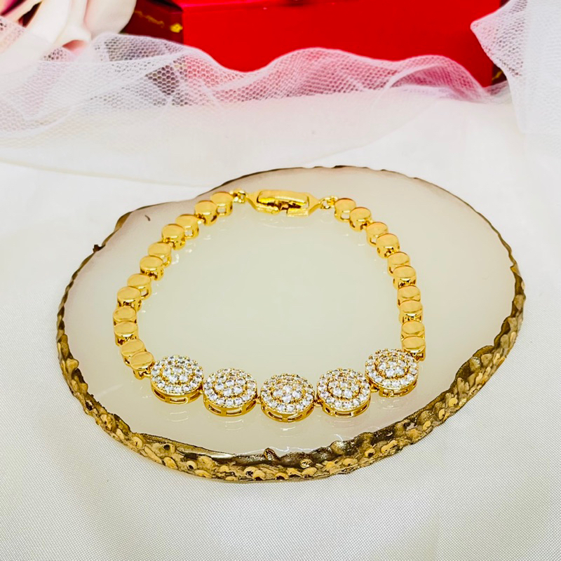 Gelang rante ukir permata gold wanita xuping