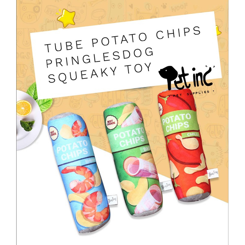 Tube potato chips pringlesdog squeaky toy