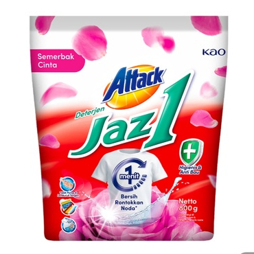 Attack Detergent Powder Jaz 1 Semerbak Cinta 800gr - Sabun Cuci Baju Bubuk Semua Mesin Cuci