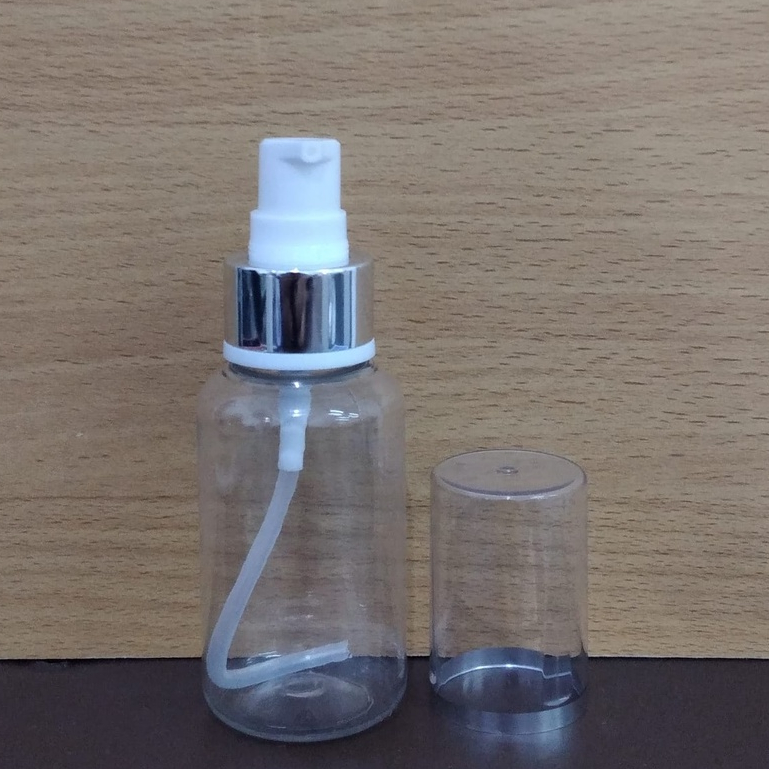 Botol Plastik PET 70ml Tubular Bening Tutup Pump Treatment Full Cap Neck