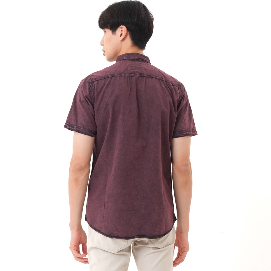 SANVANINA EE-03 Kemeja Jeans Denim Washed | Kemeja Jeans Slim Fit Maroon EE-03E