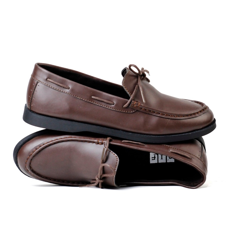 ELDER BROWN - Sepatu Loafers Pria Kulit Kasual Klasik Formal Kerja Kuliah Pria/Cowok - Loafer