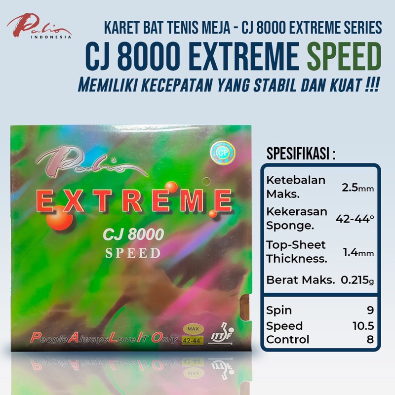 Karet Bet Pingpong Tenis Meja PALIO CJ8000 EXTREME SPEED Original