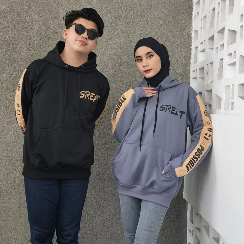 Hoodie Great Combie Hoodie Atasan Pria Wanita Hits Bahan Fleece