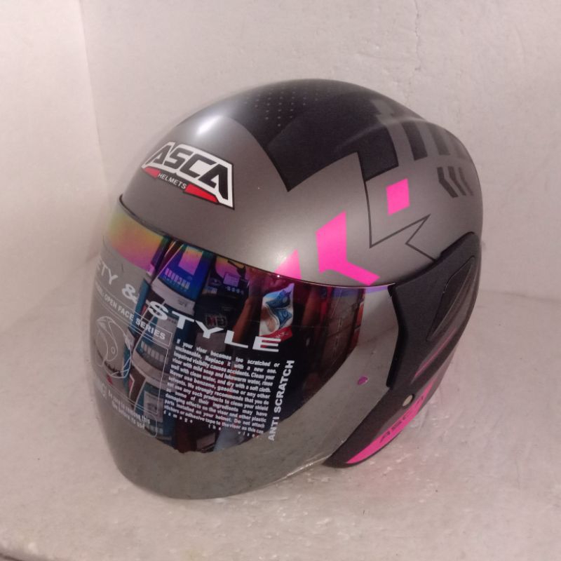 HELM ASCA ARROW BLACK PINK DOFF ORIGINAL
