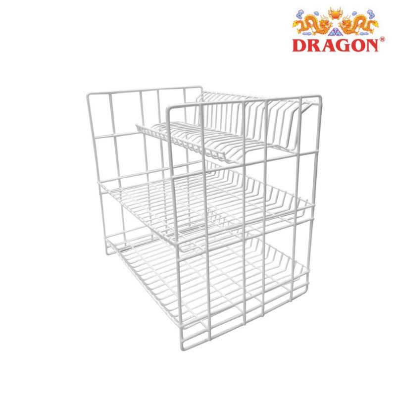 rak piring 3 susun besi putih dragon