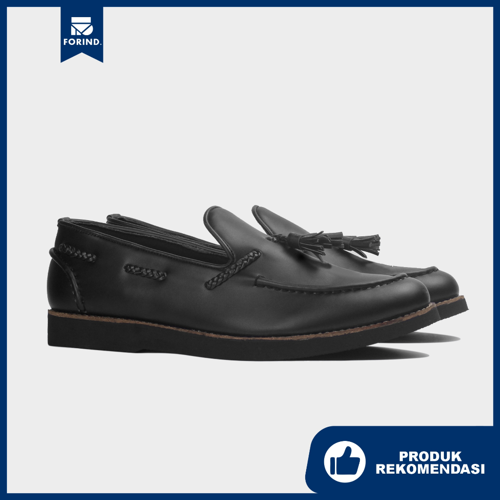 Shankara Black | Sepatu Slip On Hitam Tanpa Tali Loafers Pria Casual Kerja Formal Kantor Original Laki | FORIND x Satmata