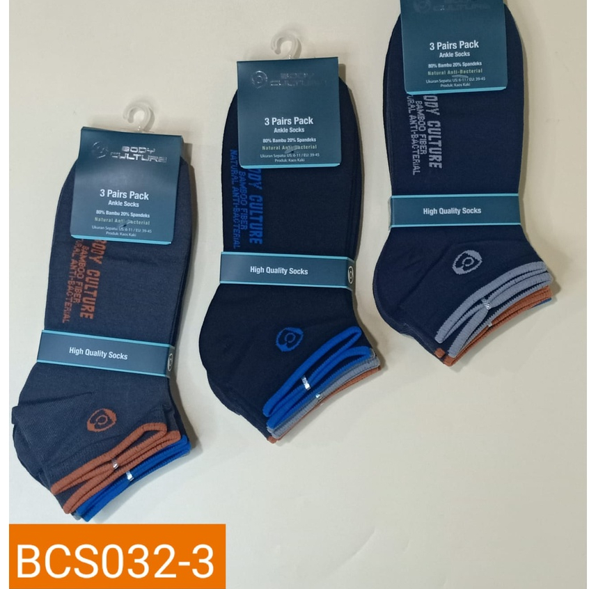 Kaos kaki Ankle Sock Body Culture  BCS032 Bundle Isi 3 Pasang