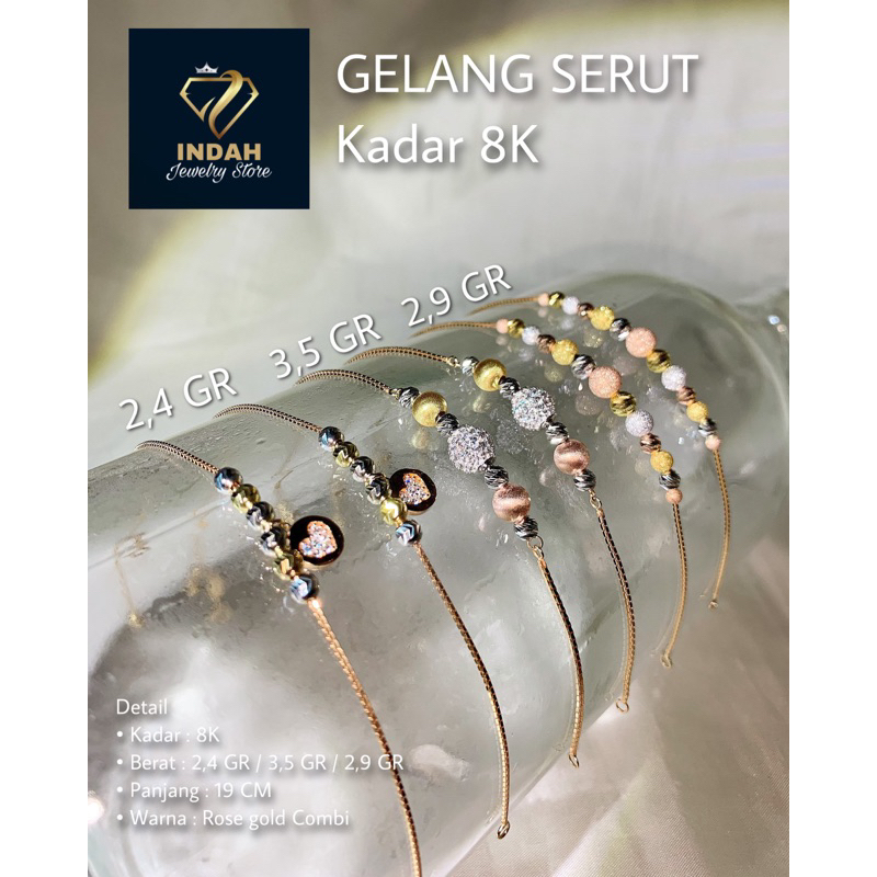 Gelang Serut Bola Combinasi by UBS Emas kadar 375%