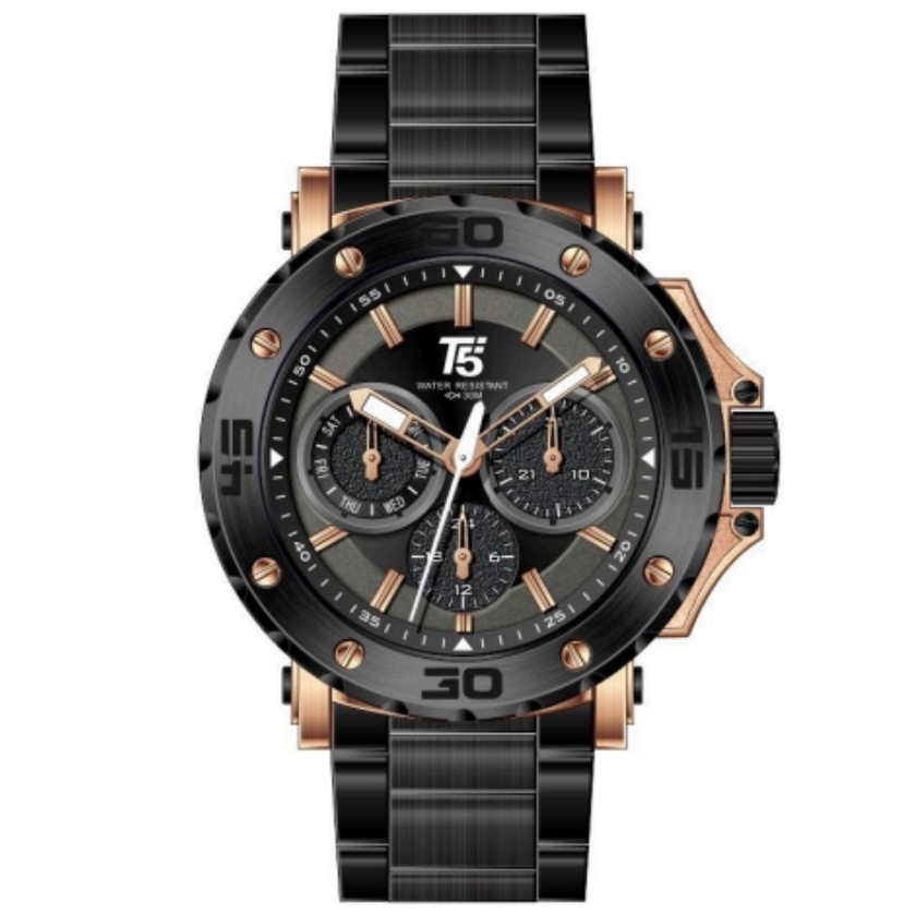 JAM TANGAN PRIA T5 T5-3880-BFBRGBA ANALOG WATER RESISTANT ORIGINAL
