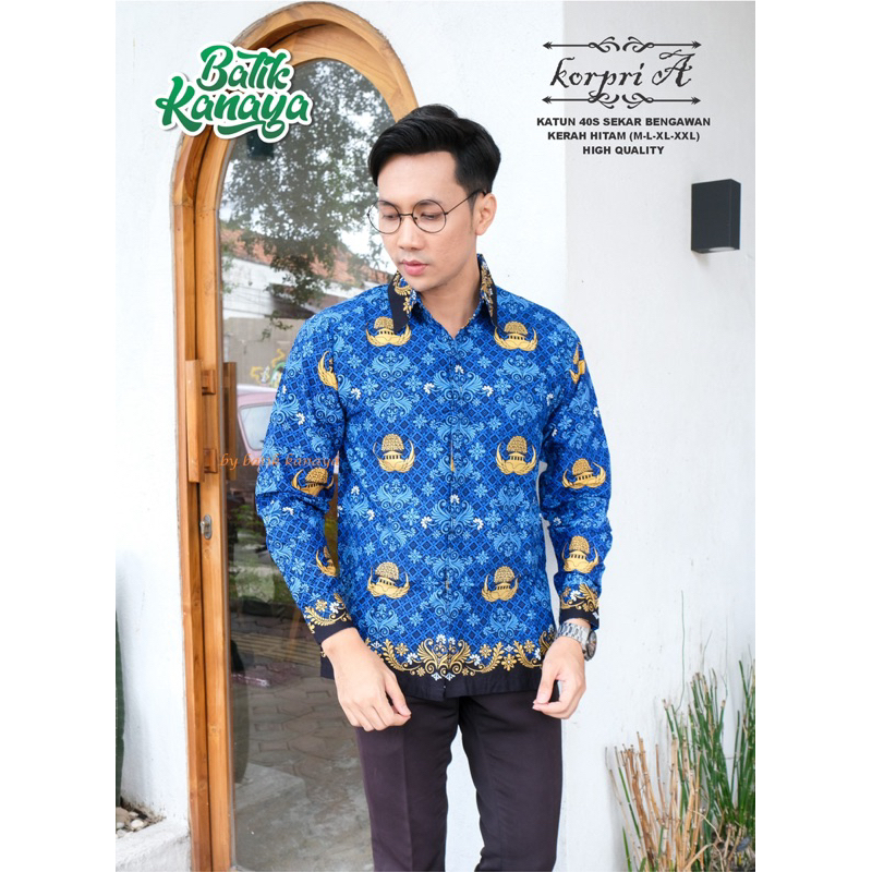 Kemeja Batik Korpri Pria Lengan Panjang Bahan Katun 40S Kualitas Premium by Kanaya