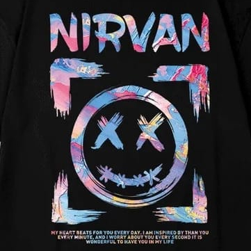 T-Shirt NIRVAN Kaos Pria Wanita Baju Unisex Bahan Katun 24's Ukuran S M L XL XXL XXXL