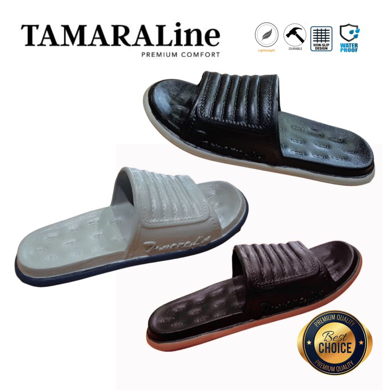 Sandal Selop Slide Slip on Karet Pria Wanita Unisex Dewasa / Remaja - TAMARALINE 228-2W / Bahan Premium Lentur Empuk Ringan Kuat Anti Slip Anti Air / Model Sandal Casual Santai Rumah Hotel Outdoor Kamar Mandi Murah Original