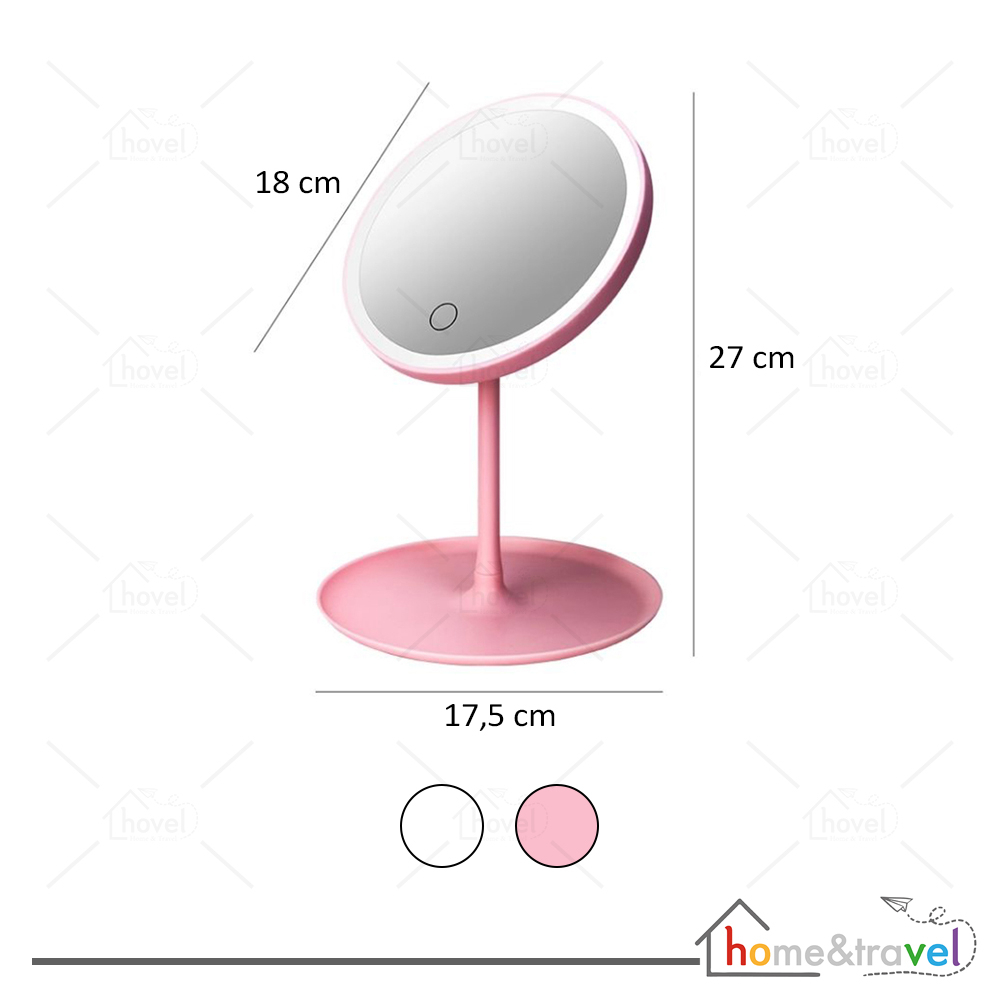 HOVELSHOP Desktop LED Cermin Rias Makeup Mirror Rotasi 90 Derajat Touchscreen Bulat Free Charge