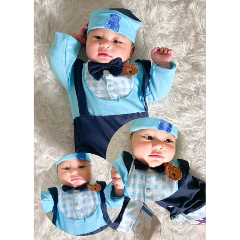 KOKO BEAR BORDIR Baju Koko Muslim Peci Bayi Cowok Anak Laki Keren Lebaran Aqiqah Murah Bestseller