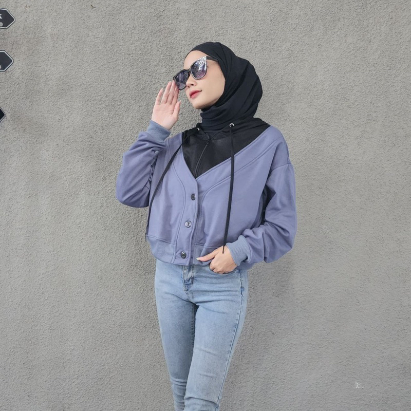 Sweater wanita ZIP COMBIE BUTON JACKET hoodie wanita