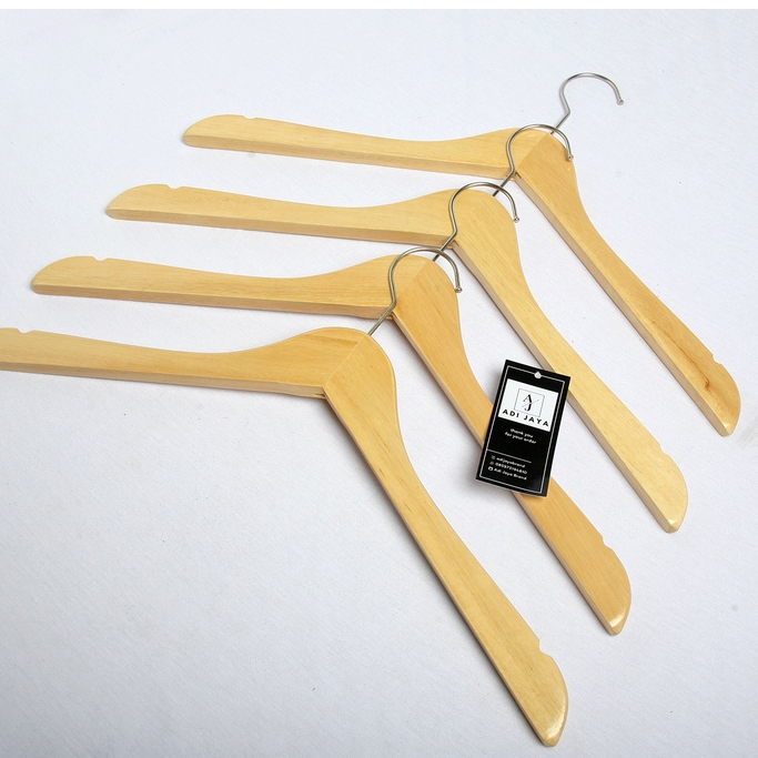 (PAKET 350 PCS) HANGER KAYU NATURAL KUALITAS PREMIUM / GANTUNGAN BAJU KUALITAS PREMIUM - DEWASA