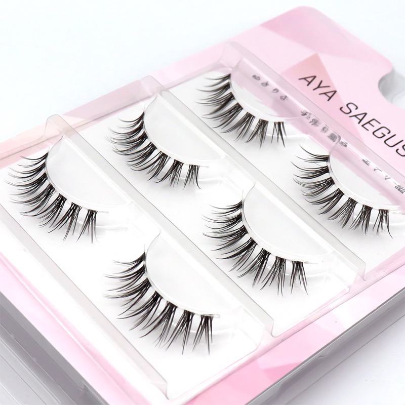 S23 - 3PASANG Air False Eyelashes Comic Eye Japanese Fake Eye Lashes Extension Clear Band Natural Nude Makeup Little Devil