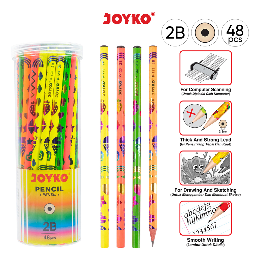 

Pencil Pensil Joyko P-123 2B 1 Drum 48 Pcs