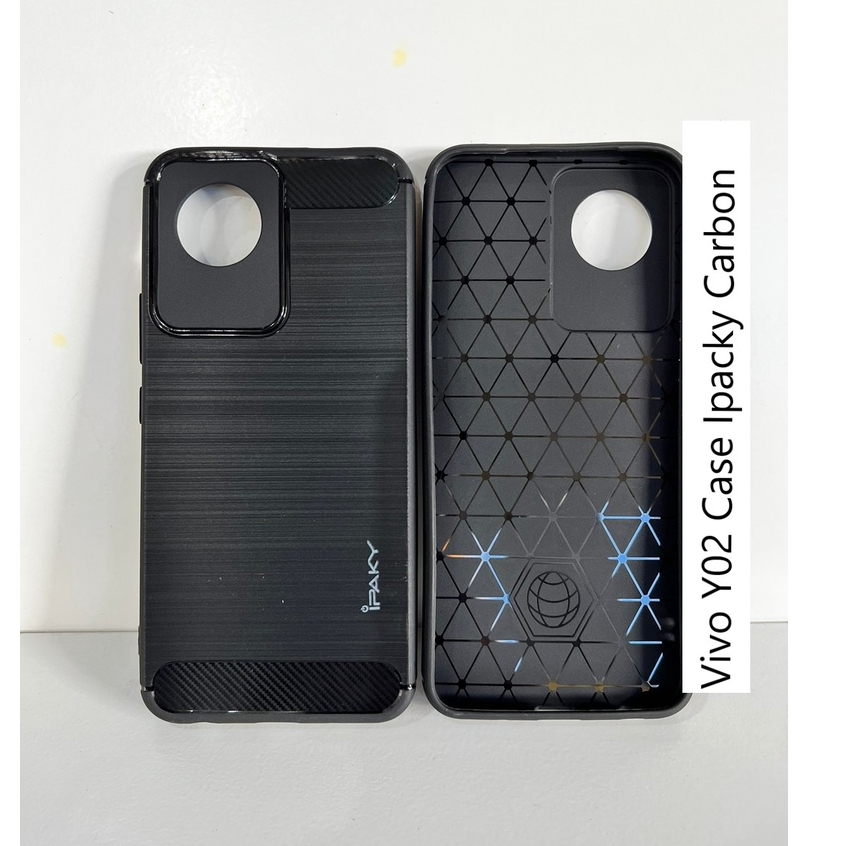 TEBAL!!! Softcase iPACKY CARBON Vivo Y02 Y02T Y16 Y35 Y21-2021 Y21A Y21T Y21s Y33T Y33s Y51-2020 Y51a Y53s S1 S1Pro V25 Pro V15 Soft Case IPAKY KARBON Black Gelap Tebal 2.0 MM /Shockproof Fiber Silicone Silicon Silikon-Silikone Matte HITAM 4G 5G s T a Y33