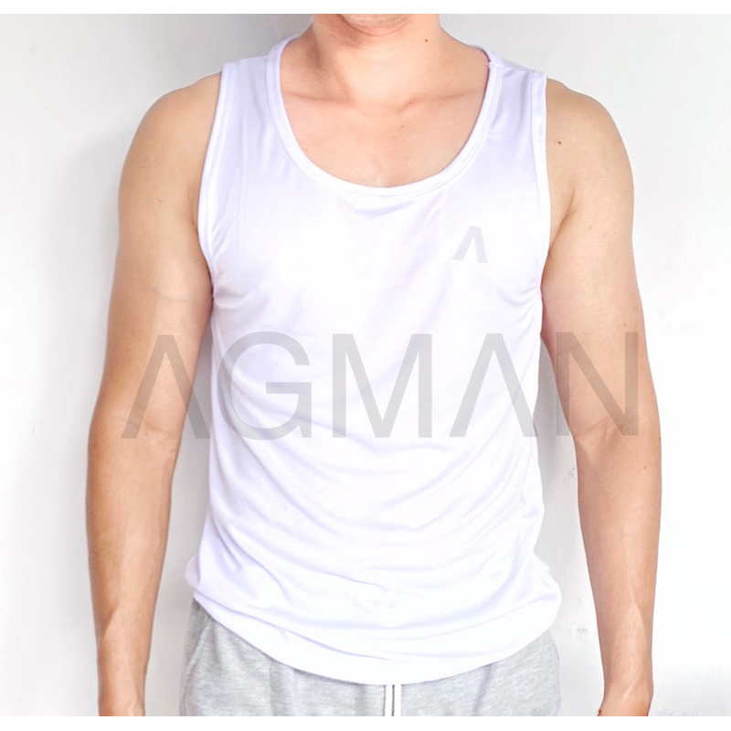 AGMAN Singlet Gym Kaos Fitness Pria Olahraga Ringan Cepat Kering Polos Slimfit Keren