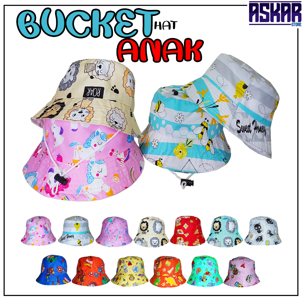 Bucket hat anak / topi bucket anak anak / topi buket / Topi Bucket Anak Tali