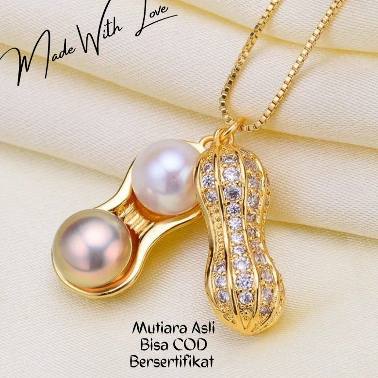Kalung Liontin Mutiara Asli Lombok Model Kacang|Kalung Fashion Korea