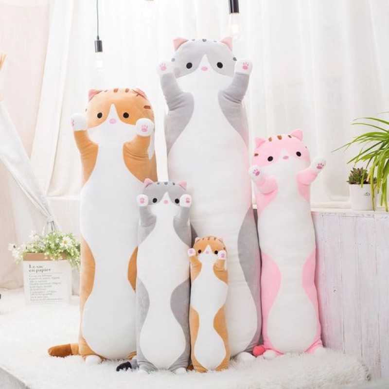 Bantal Guling Kucing 60cm Bahan Plush SNI